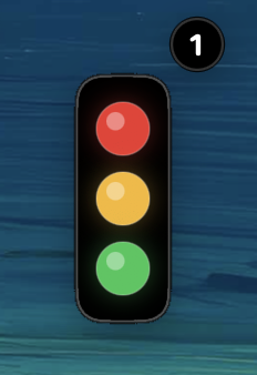 Agent Signal Bar floating desktop signal light with all three lights on and a running-agent badge