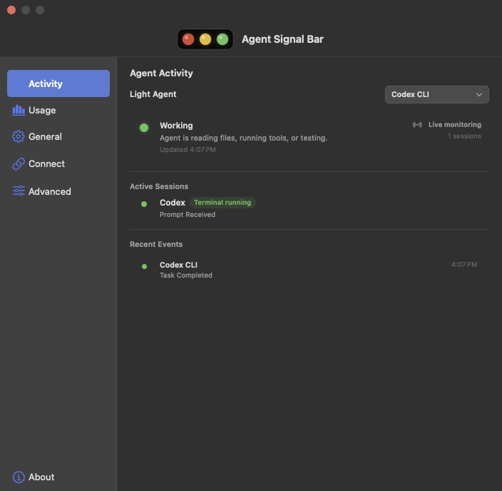 Demo Codex CLI activity